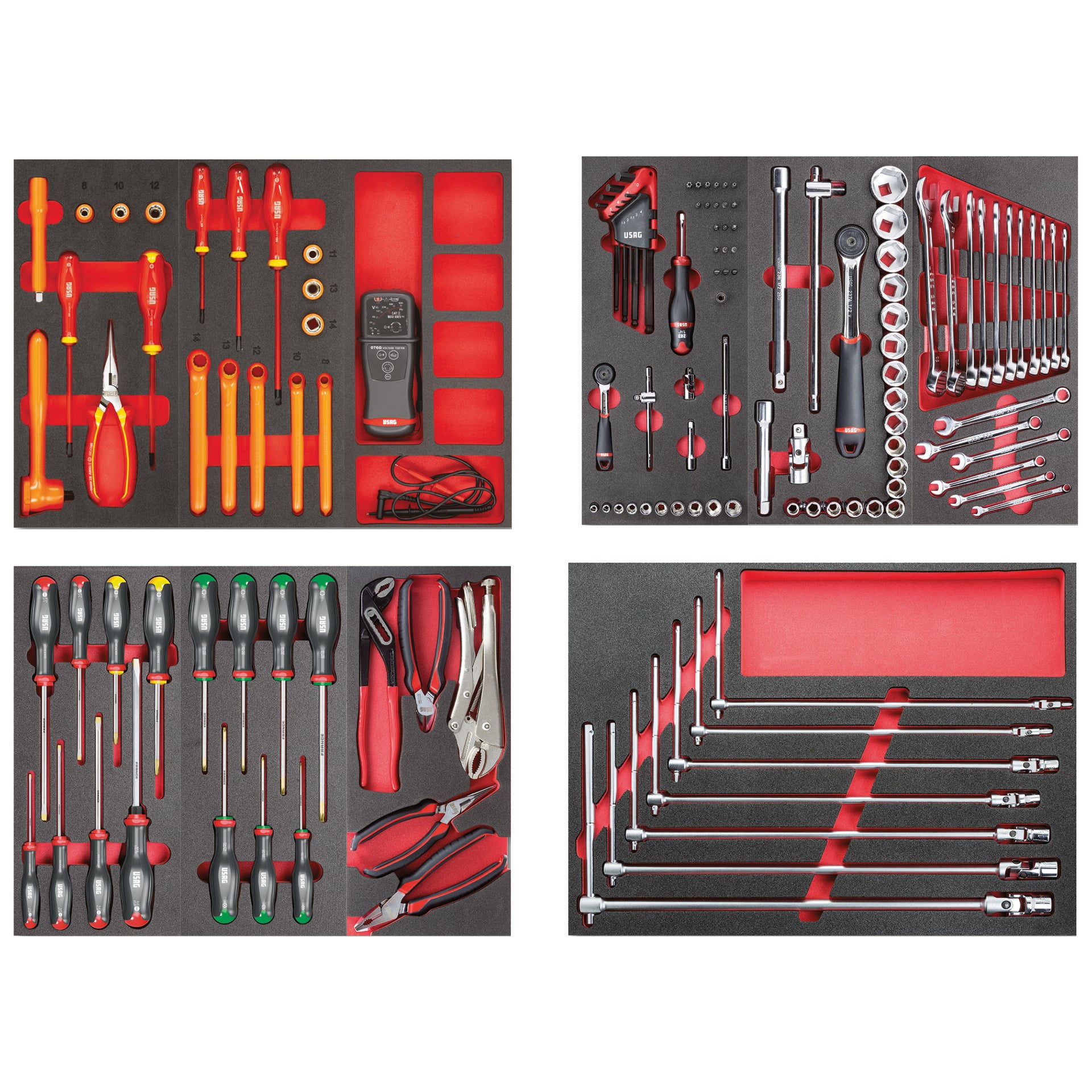 ASSORTIMENTO PER AUTO IBRIDE ED ELETTRICHE E MANUTENZIONE ORDINARIA (133 PZ) - 4 CASSETTI Usag 495 HYB133