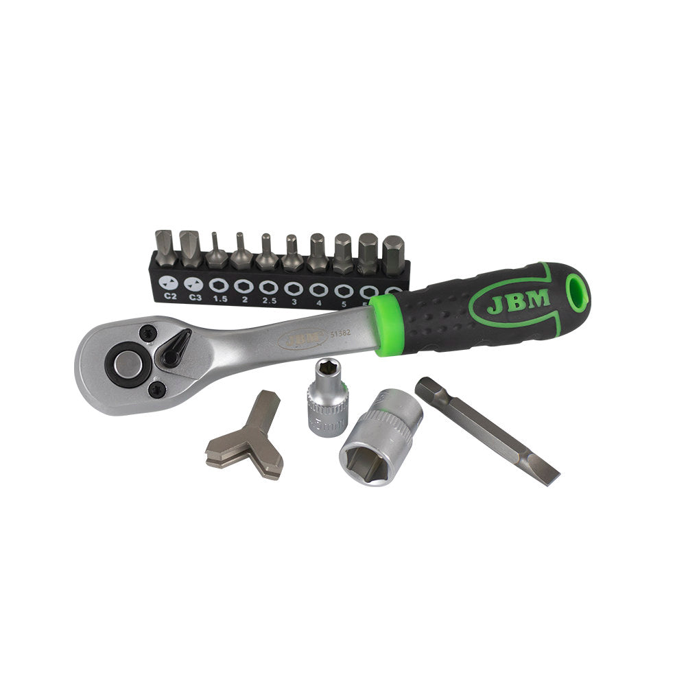 SET DI UTENSILI DA 130 PEZZI CON BUSSOLE E INSERTI 1/4" – FINITURA ZINCATA 53953 JBM