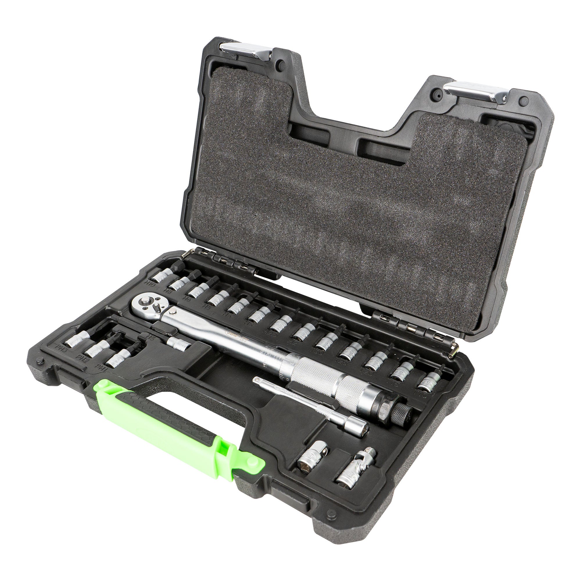 SET DA 21 PUNTE E ADATTATORI 1/4" CON CHIAVE DINAMOMETRICA 54269 JBM