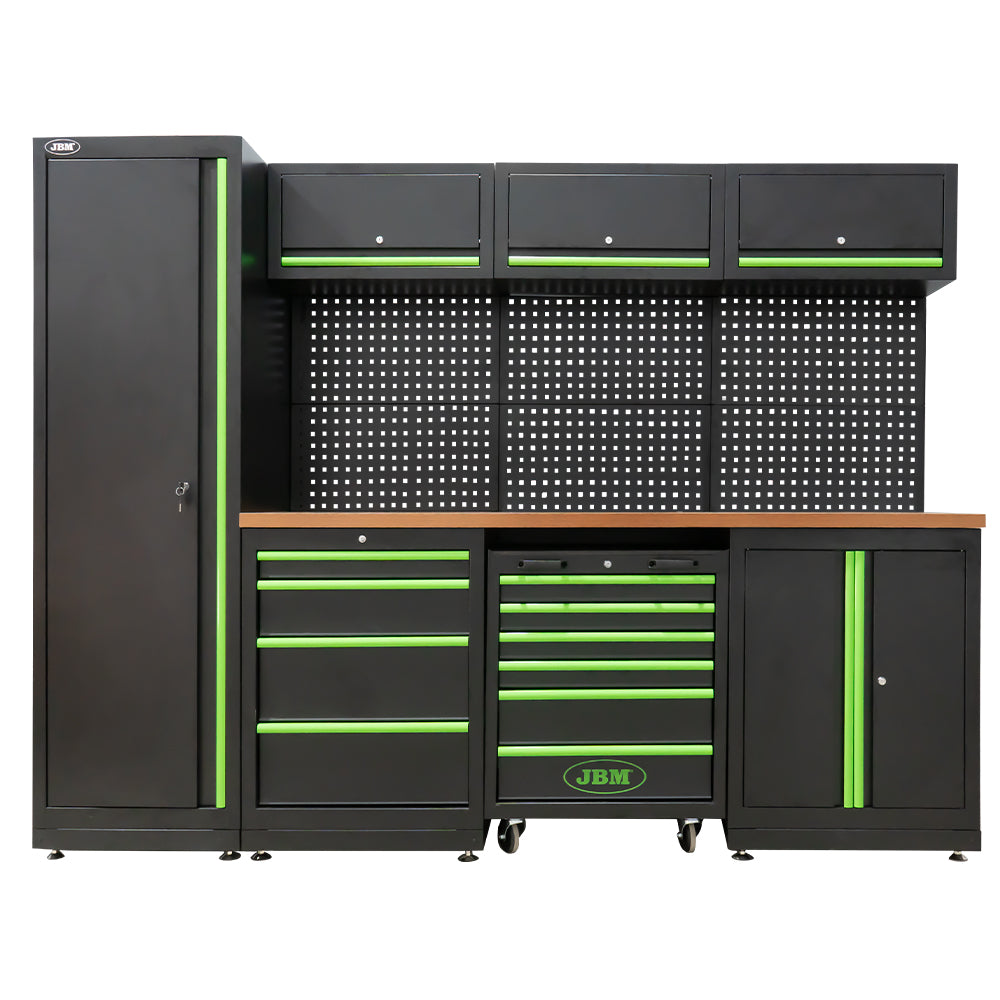 Arredo Garage Officina JBM 2640x1950x500 completo di utensili + Luci Led Esagonali 54805