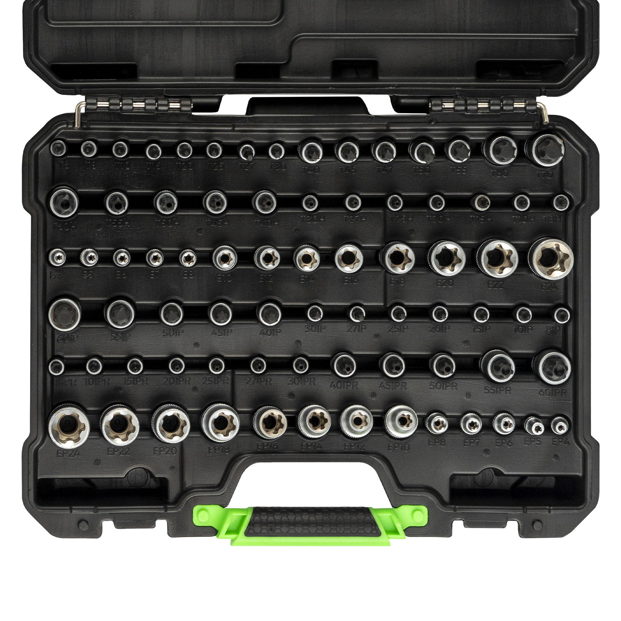 VALIGETTA DI 77 PEZZI CON BUSSOLE E INSERTI TORX/TORX PLUS 54539 JBM