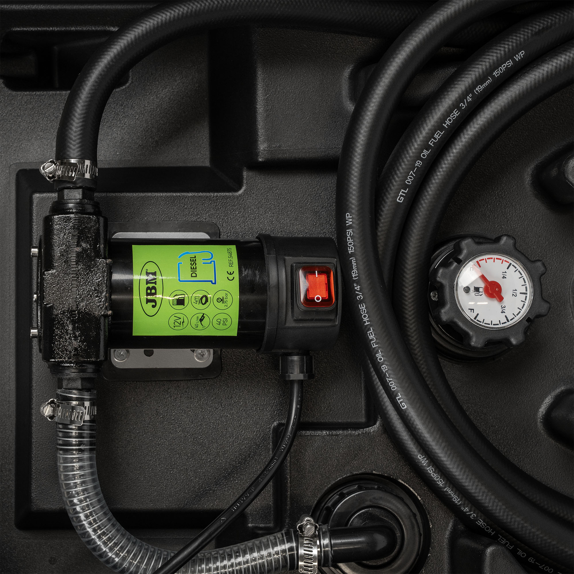 POMPA ELETTRICA PER CARBURANTE DIESEL CON SERBATOIO DA 200L 54875 JBM