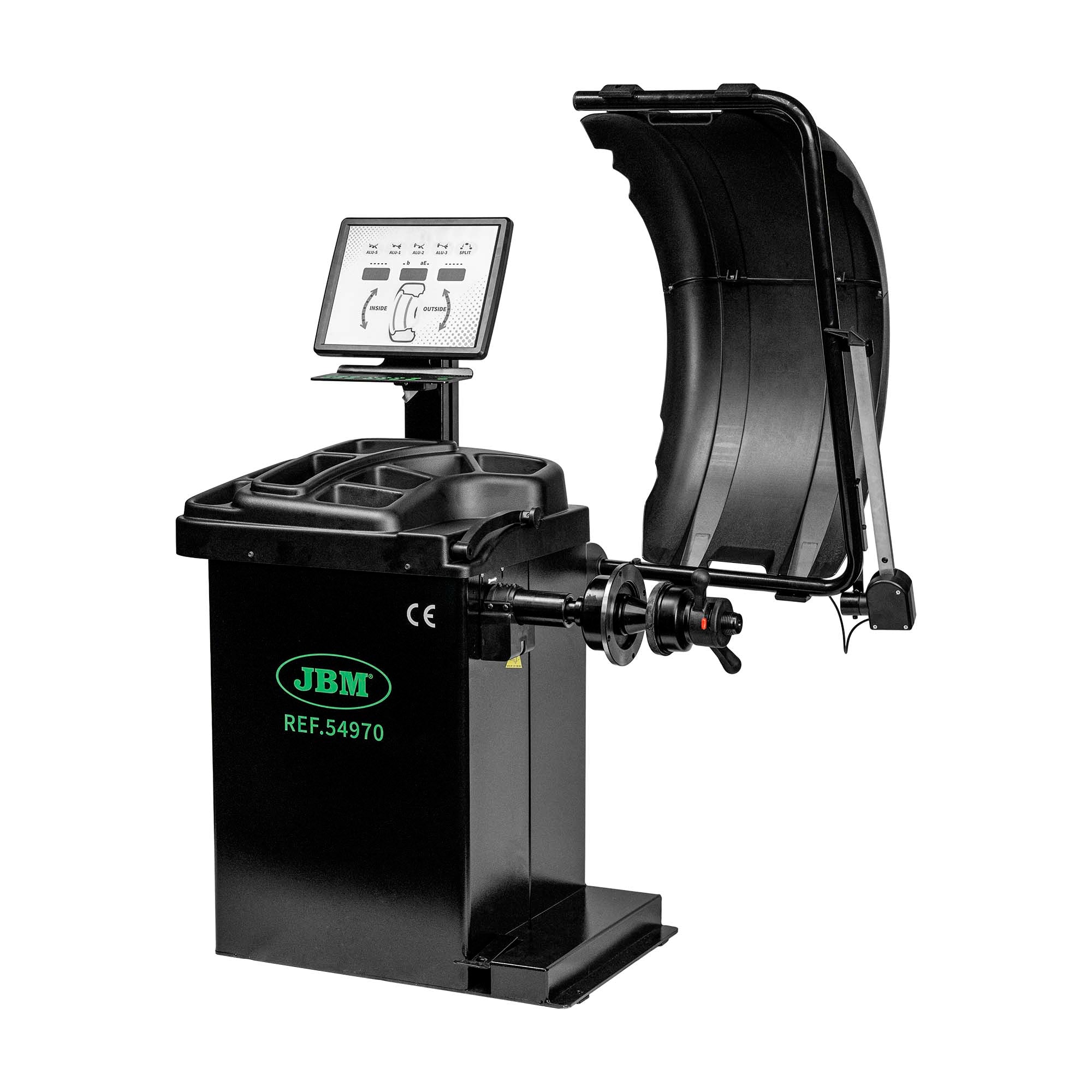 EQUILIBRATRICE DIGITALE PER RUOTE 54970 + 54964 SMONTAGOMME + 53956 SEDIA JBM
