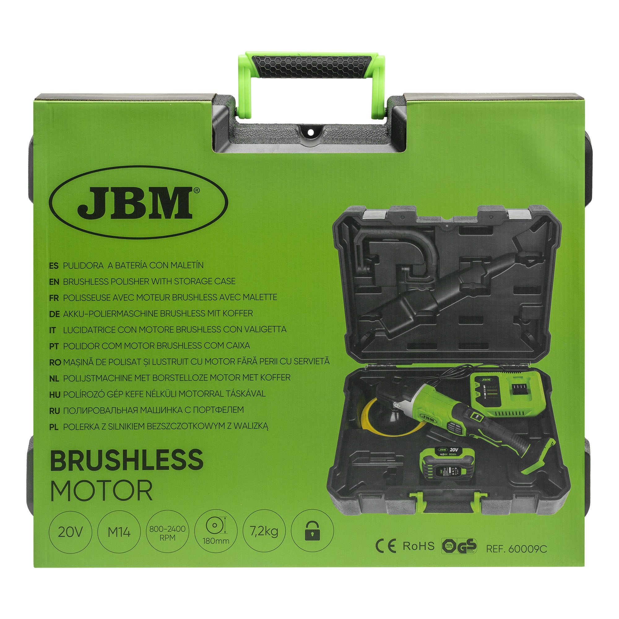 LUCIDATRICE BRUSHLESS A BATTERIA CON CUSTODIA JBM 60009C 4AH SET + 6KG. PROSCIUTTO CRUDO IBERICO