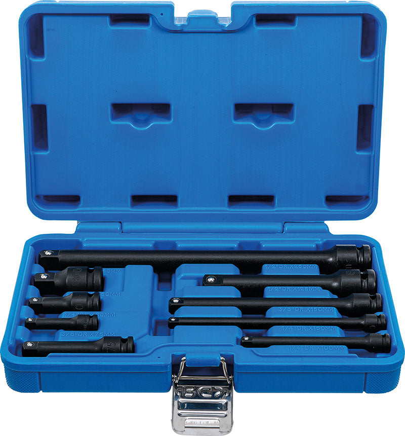 SET 9 PEZZI, PROLUNGHE IMPACT,1/4" - 3/8" - 1/2" BGS25145