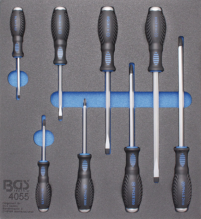 MODULO PER CARRELLO: 8 PEZZI, CACCIAVITI PH E TAGLIO BGS4055