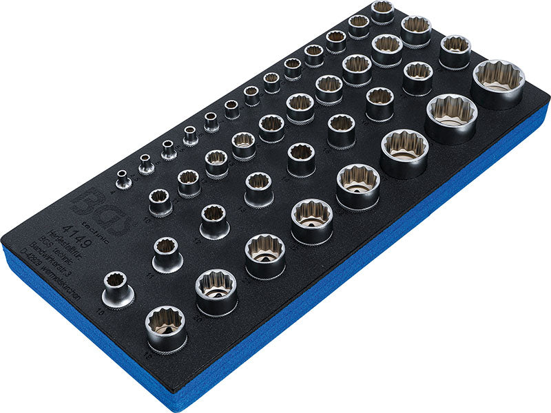 MODULO PER CARRELLO: BUSSOLE POLIGONALI, ATTACCO 1/4” - 3/8” - 1/2”, 40 PEZZI BGS4149