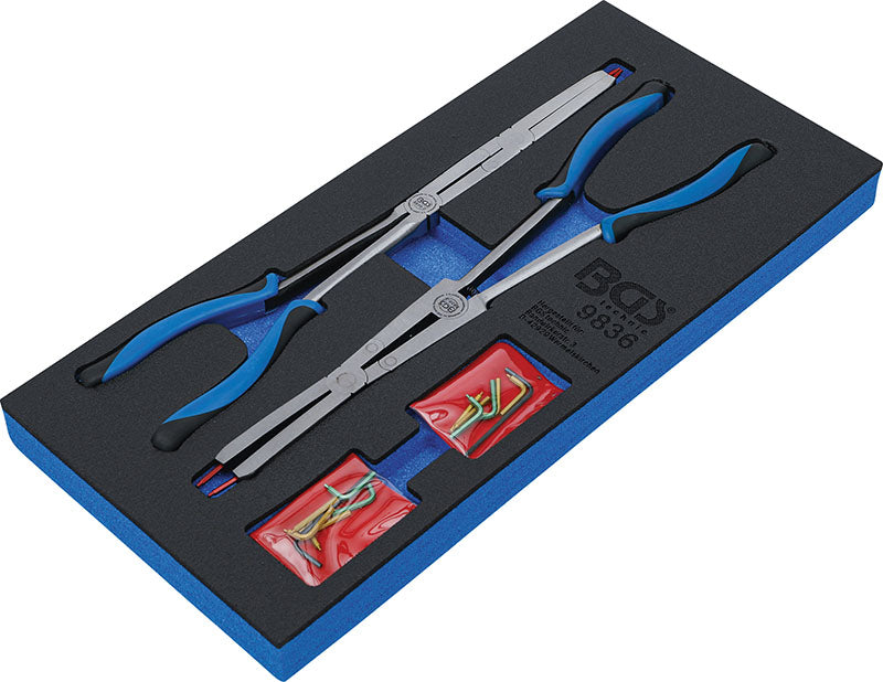 MODULO PER CARRELLO: PINZE DOPPIO SNODO PER SEEGER, 345 MM, CON PUNTE INTERCAMBIABILI BGS9836