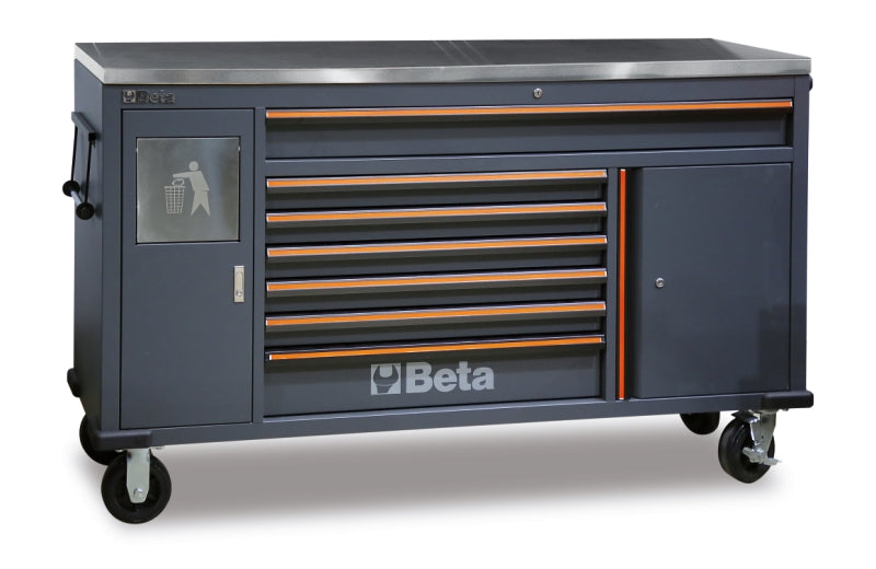 Cassettiera mobile Work Station con 7 cassetti e cestino portarifiuti integrato Beta C45PRO 2.0 MWS/X