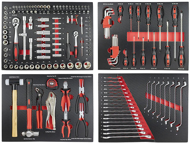 Carrello 6 cassetti Workshopitaly Total Black SPORT LINE + set 172 utensili basic line