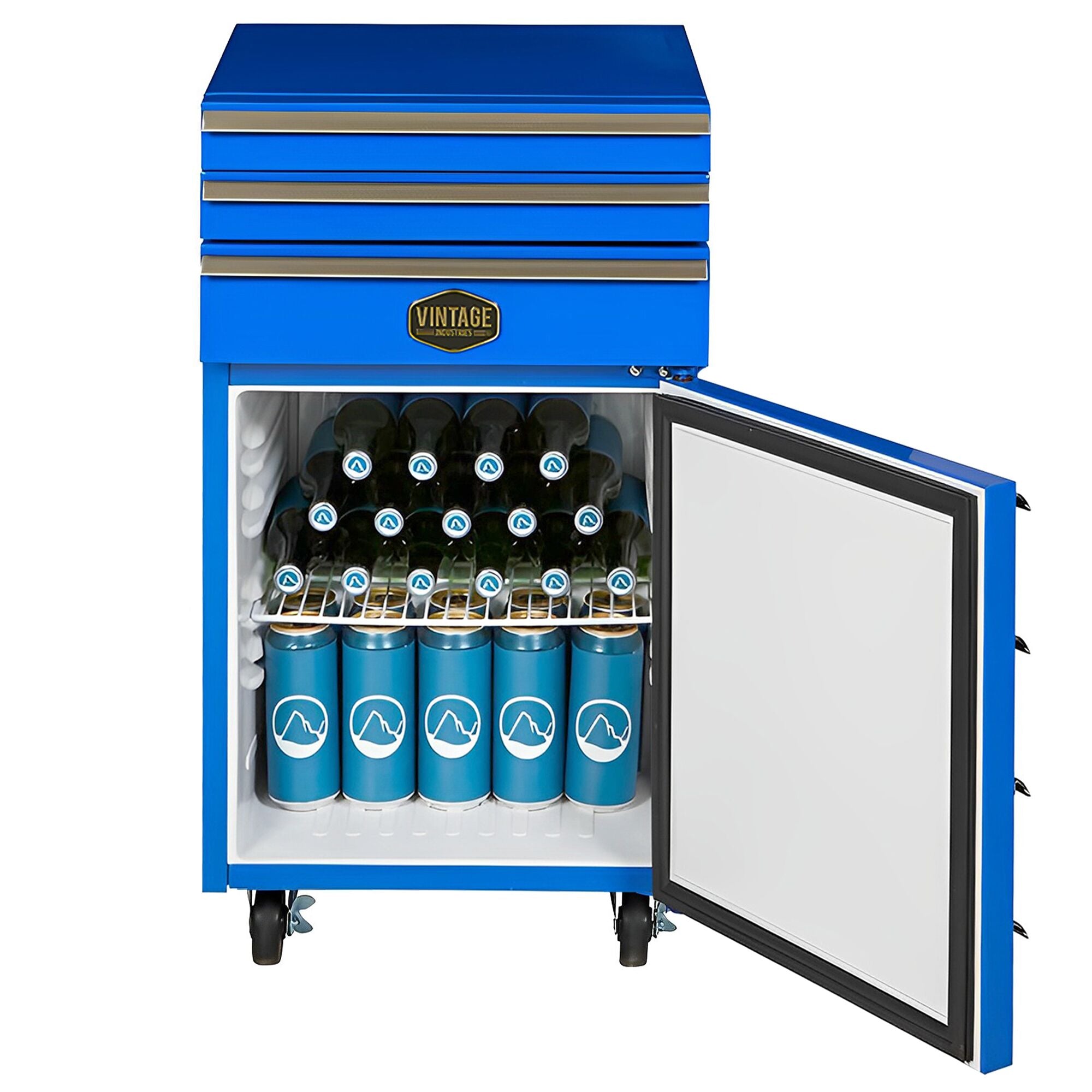 Carrello Vintage Frigorifero 50lt. 3 cassetti BLU