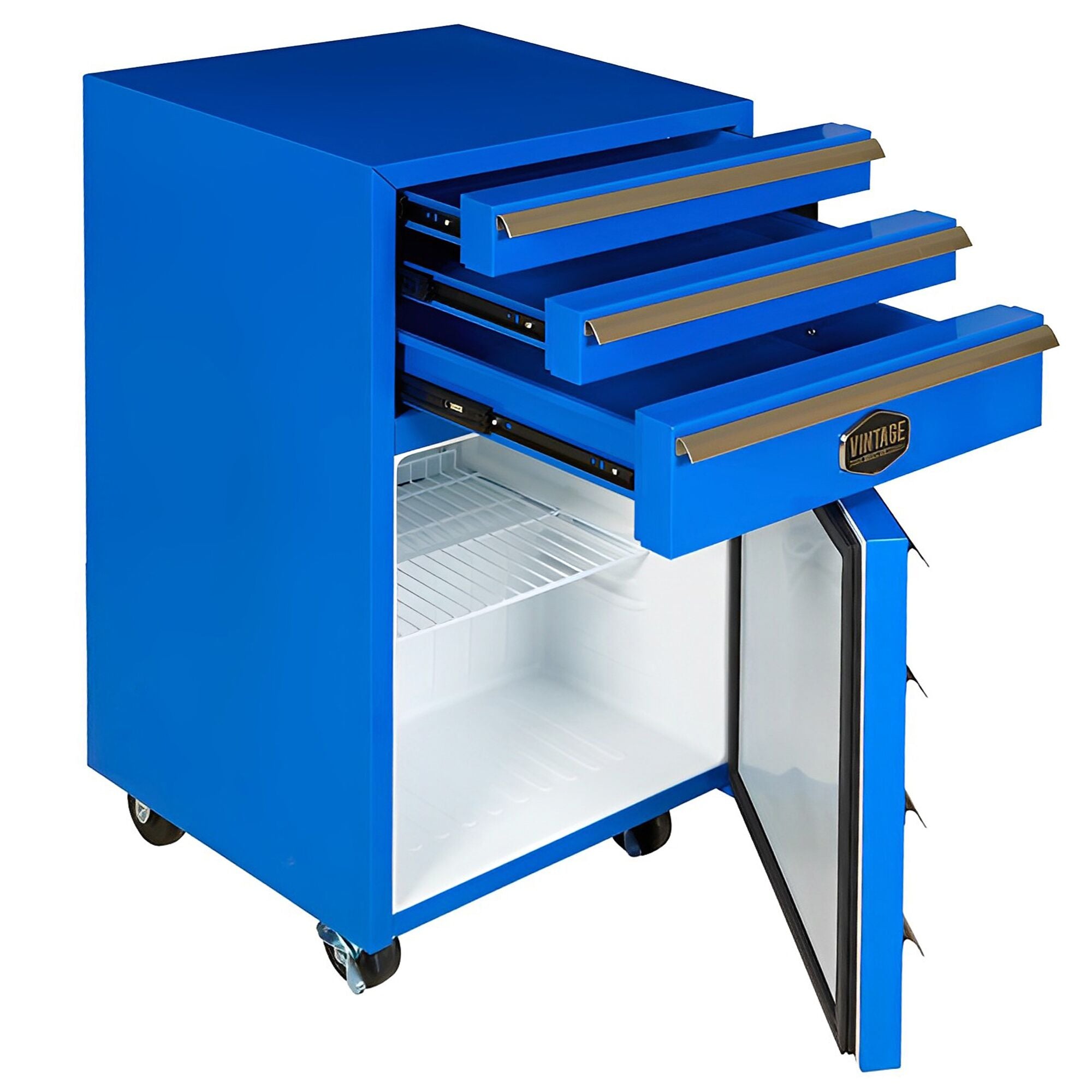 Carrello Vintage Frigorifero 50lt. 3 cassetti BLU