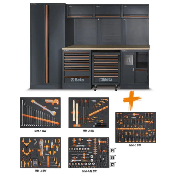 Arredo Officina Beta Utensili C45PRO 2.0 X/W piano inox o legno completo di set 268 utensili + FRIGORIFERO PROMO SUMMER 2026