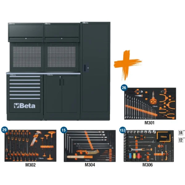 Combinazione arredo officina RSC50 2.0 con 223 utensili Beta RSC50 2.0 D/223UT + FRIGORIFERO PROMO SUMMER 2026