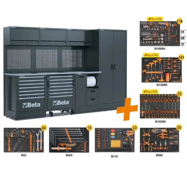 Combinazione arredo officina RSC50 2.0 con 445 utensili Beta RSC50 2.0 F/445UT + FRIGORIFERO PROMO SUMMER 2026