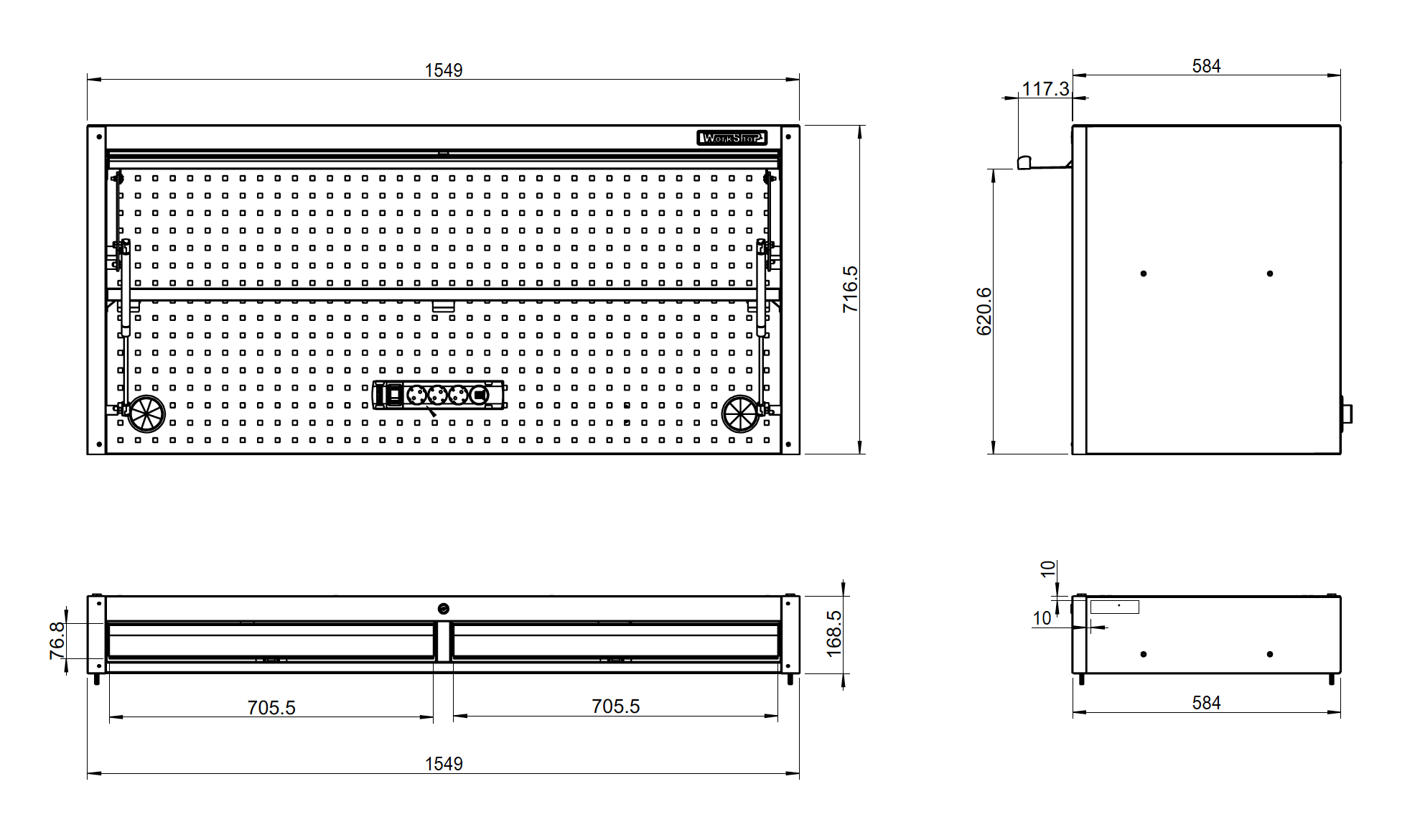 Modulo superiore per Carrello multifunzione Workshopitaly Full Black KING SIZE
