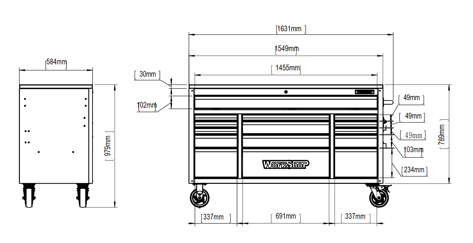 Carrello multifunzione Workshopitaly Full Black KING SIZE
