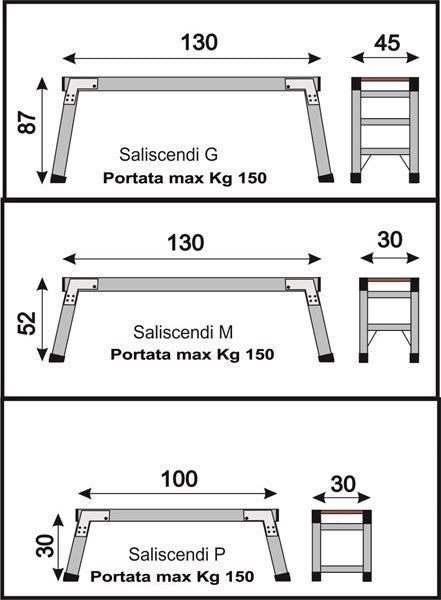 Scaletta doppia 2 salite piattaforma allungata Svelt SALISCENDI