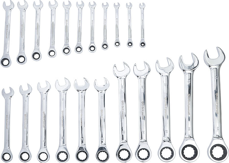 SET 22 PEZZI, CHIAVI COMBINATE A CRICCHETTO, 6 - 32 MM BGS30009