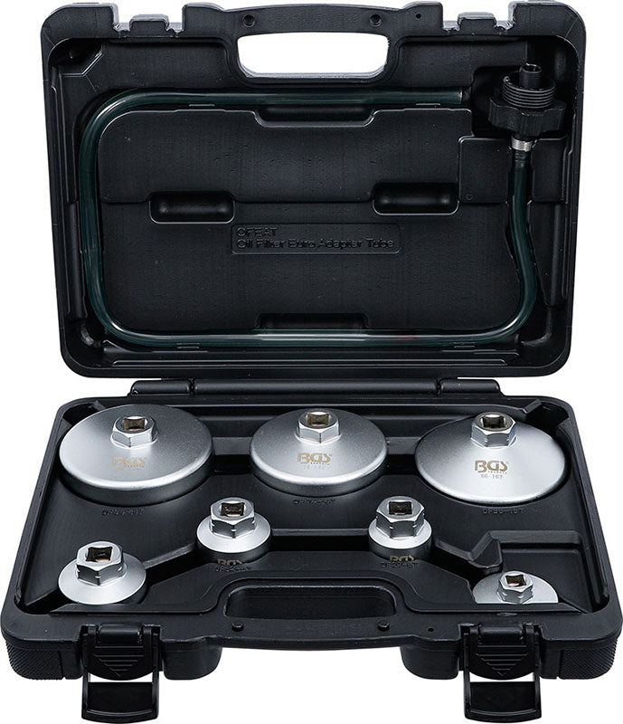 SET 8 PZ,CHIAVI A TAZZA PER FILTRI OLIO,CON TUBO DI SCARICO BGS72054