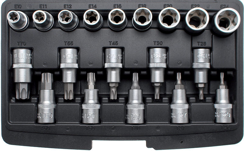 SET 19 PEZZI,BUSS.TORX FEMM.E BUSS.CON INS.TORX BGS95100