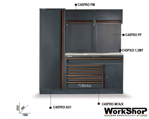 Arredo Officina Beta Utensili C45PRO EX piano inox + FRIGORIFERO PROMO SUMMER 2026