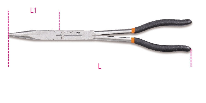Pinza becchi mezzotondi lunghissimi zigrinati doppio snodo Beta 1009L/D