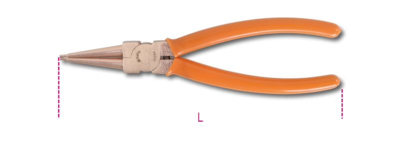 Pinze a becchi diritti antiscintilla per anelli elastici di sicurezza, per fori manici ricoperti in PVC Beta 1032BA