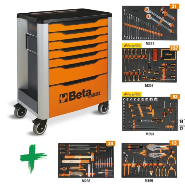 Cassettiera mobile porta attrezzi con 7 cassetti, con assortimento di 288 utensili Beta 3900 RSC39/7-VI