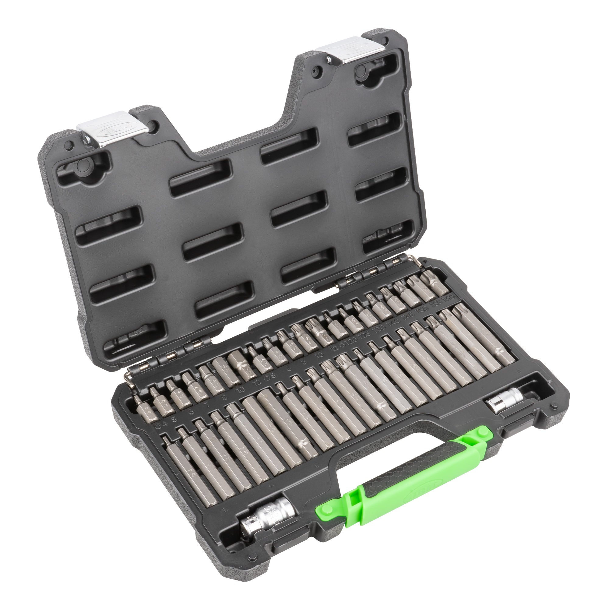 VALIGETTA DI 42 PEZZI CON INSERTI ESAGONALI, A 12 CANTI E TORX INVIOLABILI 1/2" E 3/8" 50985 JBM