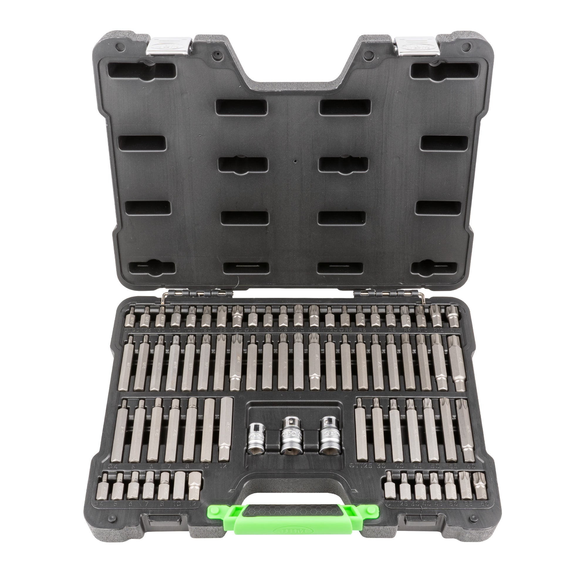 VALIGETTA DI 75 PEZZI CON INSERTI ESAGONALI, XZN, RIBE, TORX E TORX INVIOLABILI 1/2" E 3/8" 52550 JBM