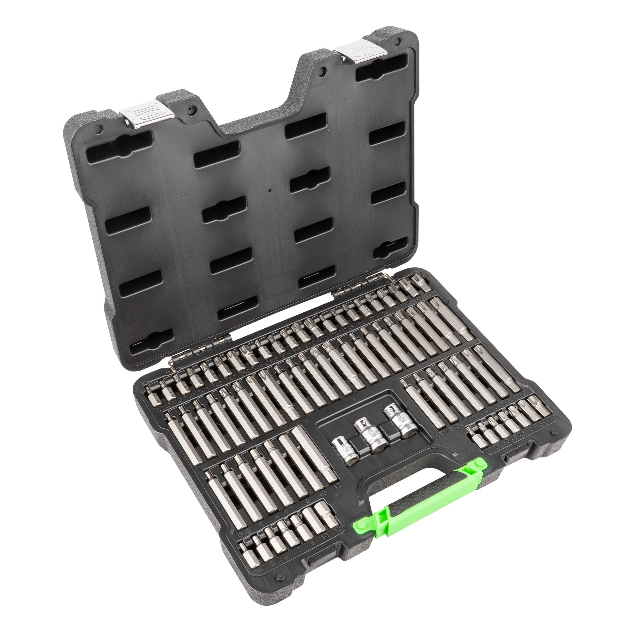 VALIGETTA DI 75 PEZZI CON INSERTI ESAGONALI, XZN, RIBE, TORX E TORX INVIOLABILI 1/2" E 3/8" 52550 JBM