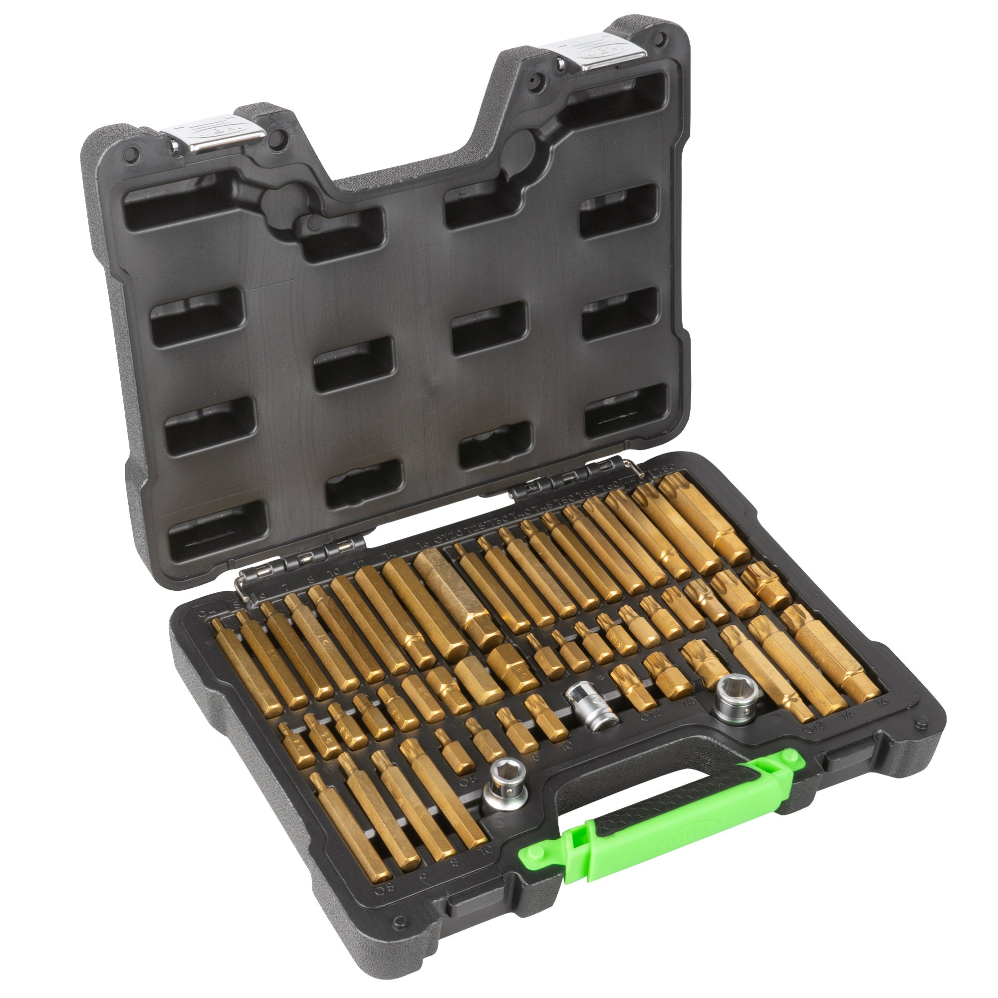 VALIGETTA DI 55 PEZZI CON INSERTI ESAGONALI, A 12 CANTI E TORX E ADATTATORI 1/2" E 3/8" 52753 JBM