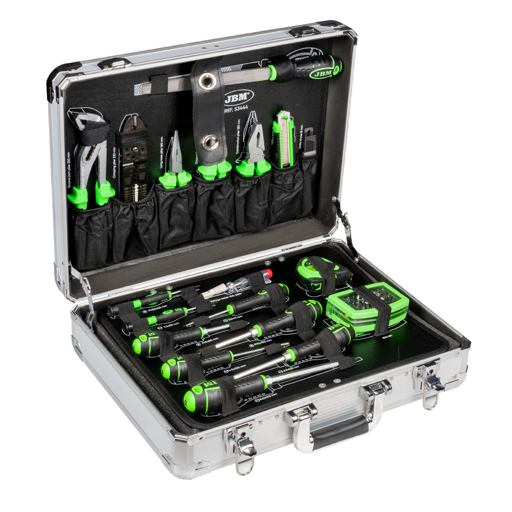 SET DI UTENSILI DA 109 PEZZI IN ALLUMINIO CON BUSSOLE DA 1/4" E 1/2" – FINITURA ZINCATA 53444 JBM