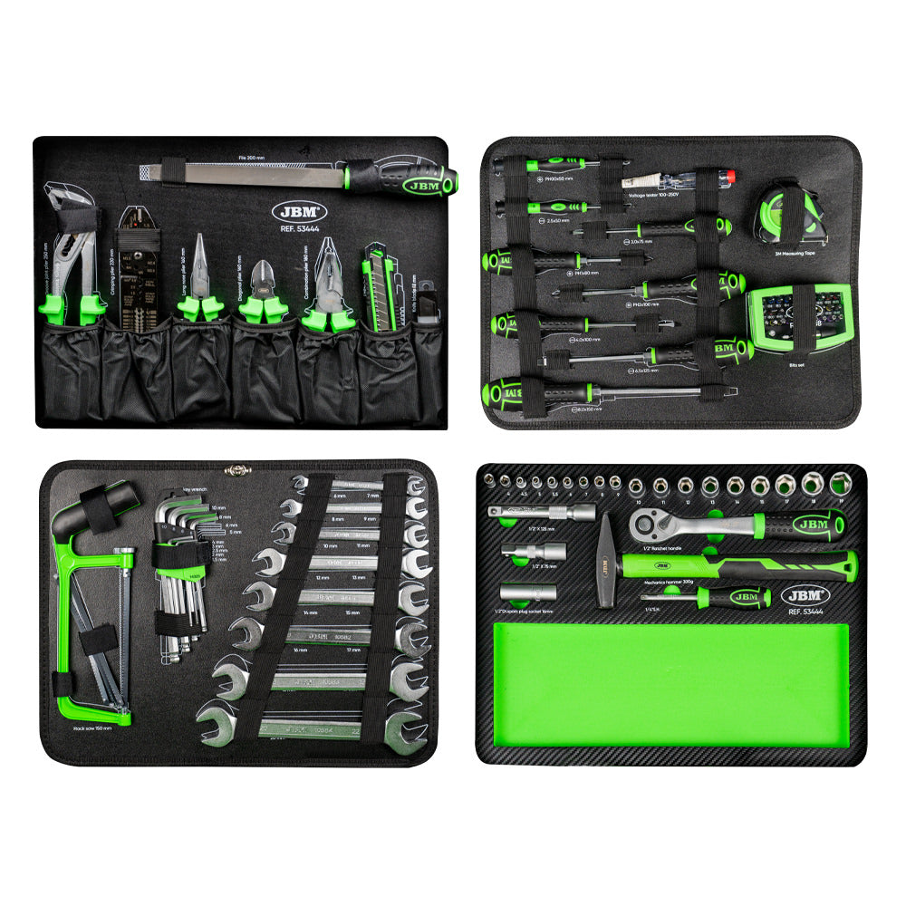 SET DI UTENSILI DA 109 PEZZI IN ALLUMINIO CON BUSSOLE DA 1/4" E 1/2" – FINITURA ZINCATA 53444 JBM