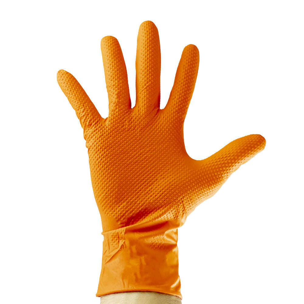Guanti nitrile diamantati JBM arancioni conf.100pz