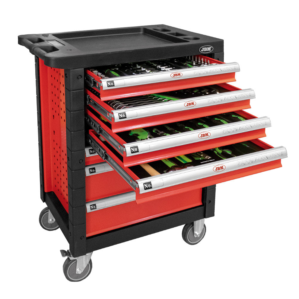 CARRELLO PORTA ATTREZZI A 7 CASSETTI ROSSO - ALLESTITO 53686 JBM