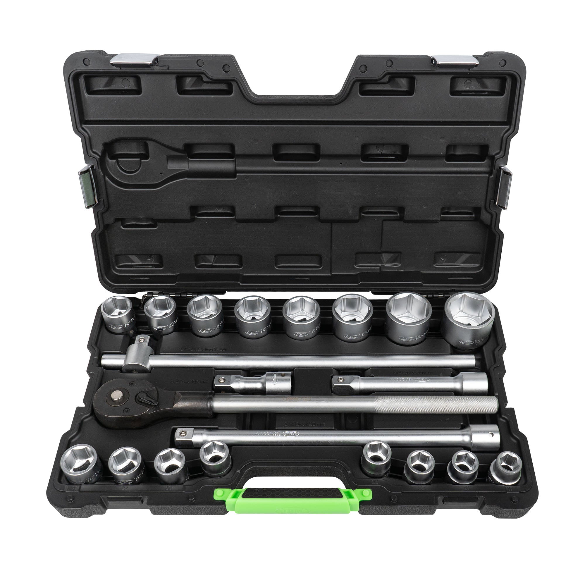 SET DI UTENSILI DA 21 PEZZI CON BUSSOLE ESAGONALI DA 3/4" – FINITURA ZINCATA 53727 JBM