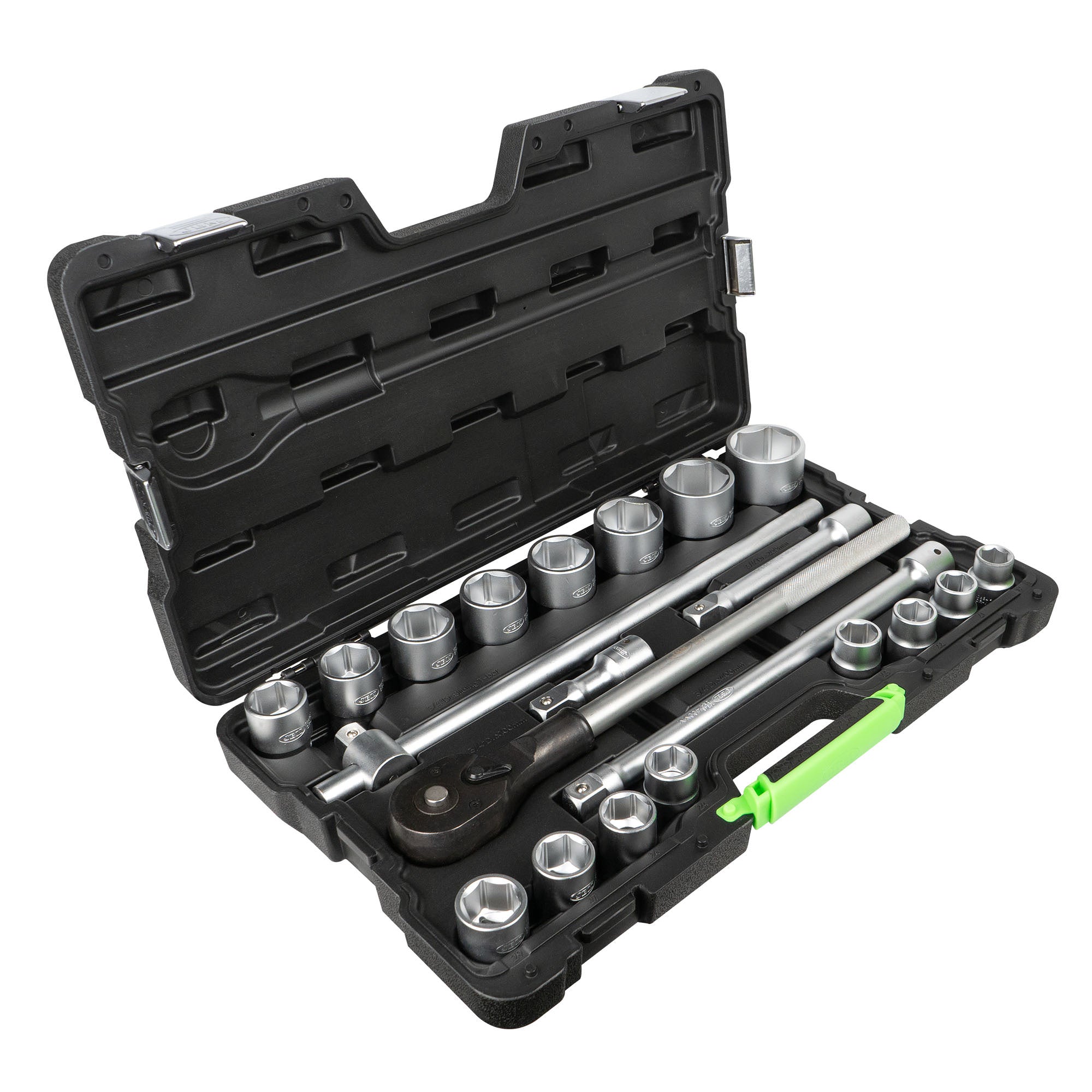 SET DI UTENSILI DA 21 PEZZI CON BUSSOLE ESAGONALI DA 3/4" – FINITURA ZINCATA 53727 JBM