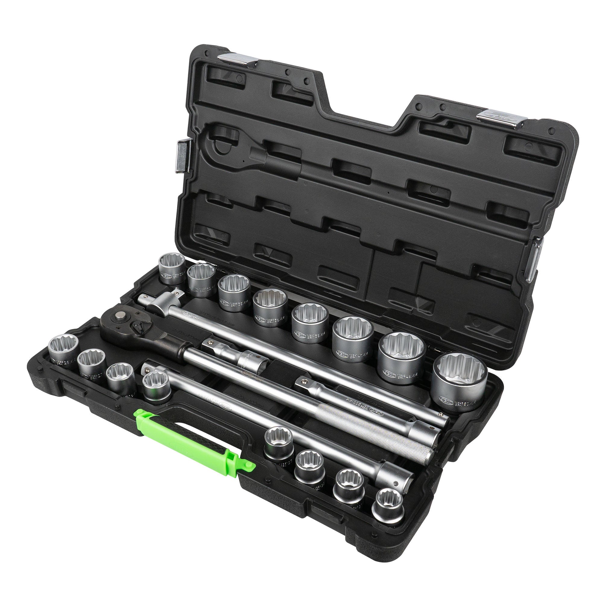 SET DI UTENSILI DA 21 PEZZI CON BUSSOLE A 12 PUNTE DA 3/4" – FINITURA ZINCATA 53728 JBM