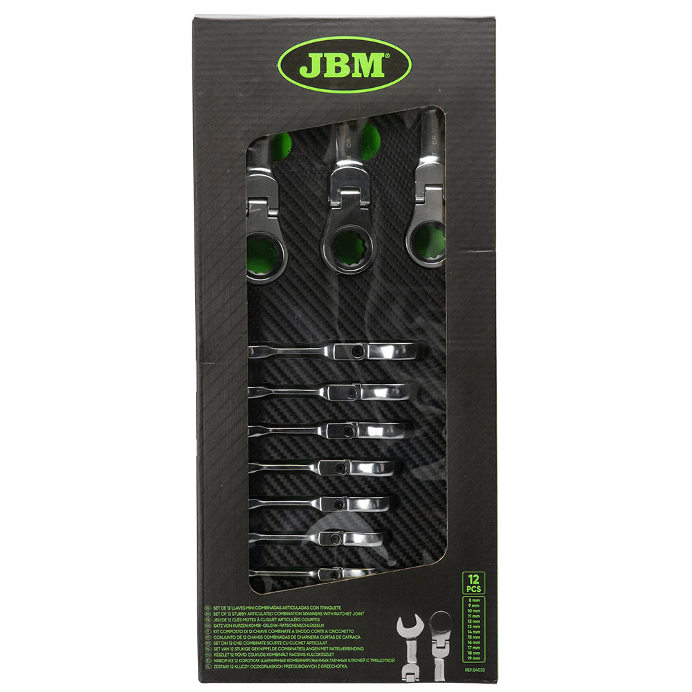 MODULO DI 12 MINI CHIAVI COMBINATE CON SNODO A CRICCHETTO 54032 JBM