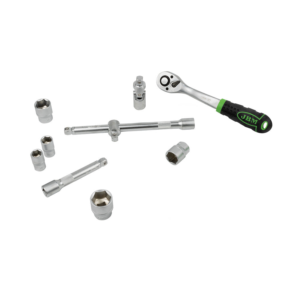 SET DI UTENSILI DA 22 PEZZI CON BUSSOLE ESAGONALI DA 1/2" – FINITURA ZINCATA 54108 JBM