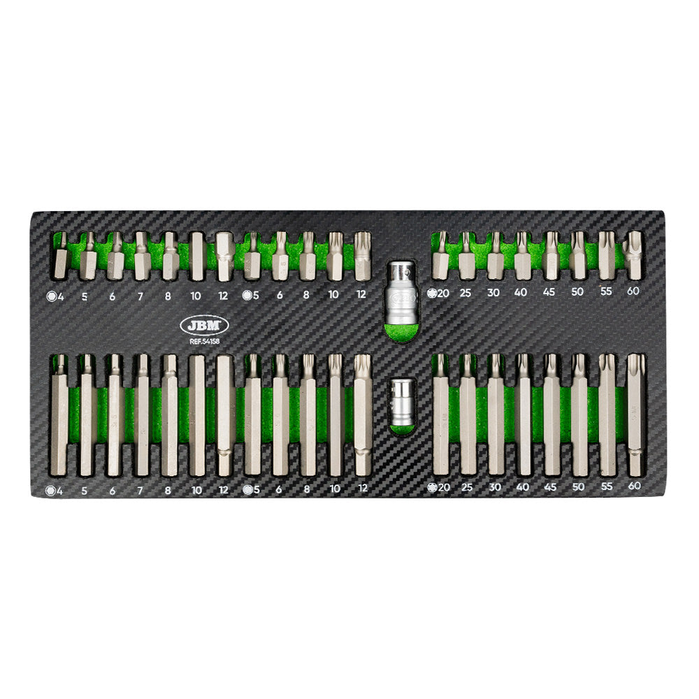 MODULO DI 42 PEZZI PER CHIAVE ESAGONALE, A 12 PUNTE E VITE TOORX 54158 JBM