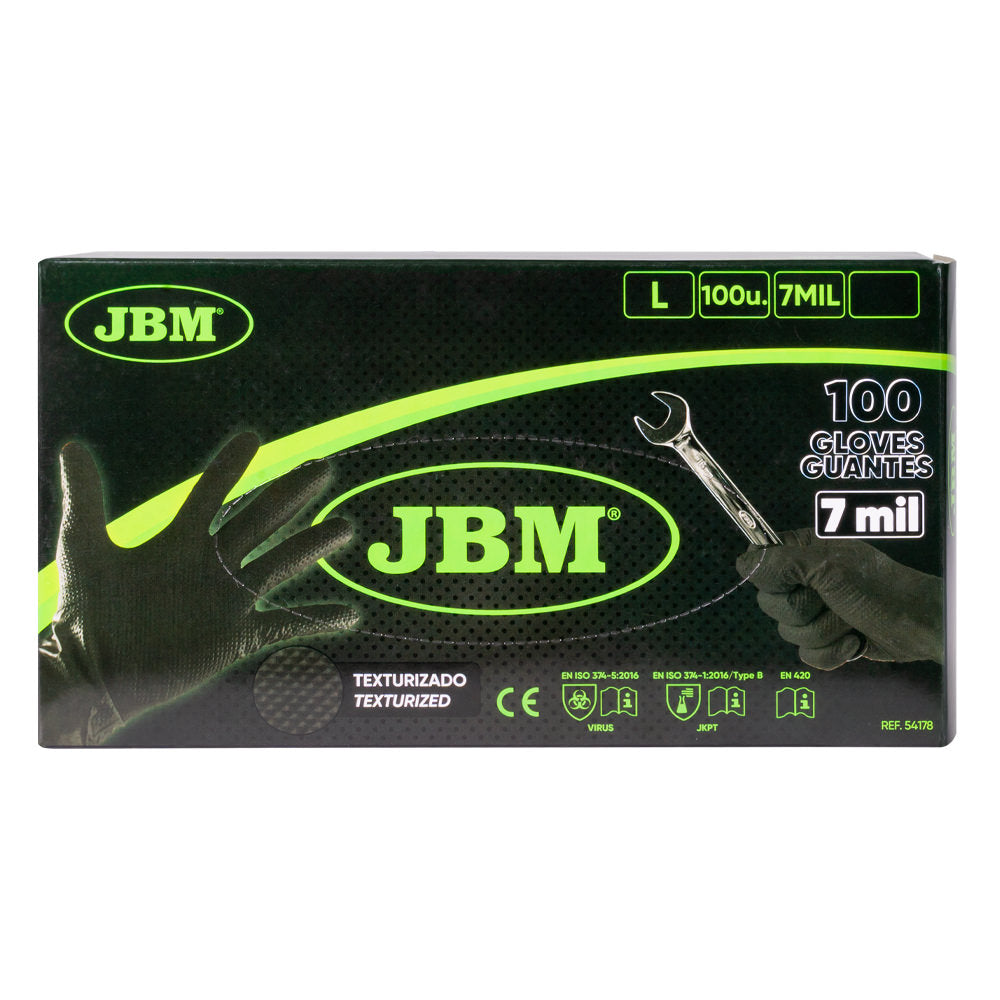 Guanti nitrile diamantati JBM neri conf.1000pz