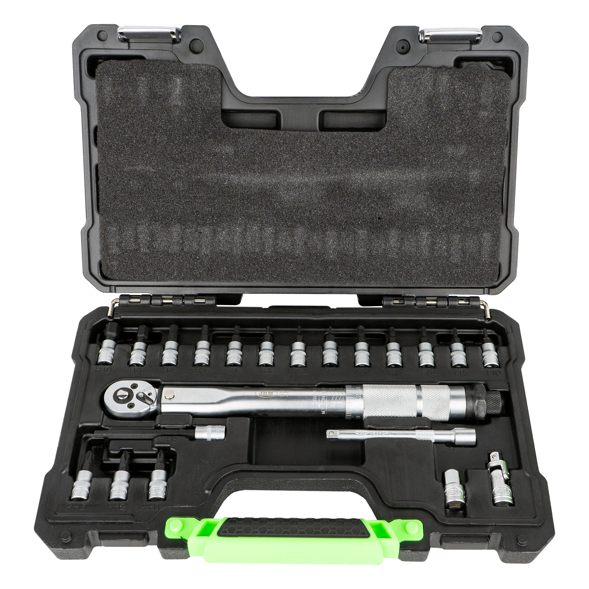 SET DA 21 PUNTE E ADATTATORI 1/4" CON CHIAVE DINAMOMETRICA 54269 JBM
