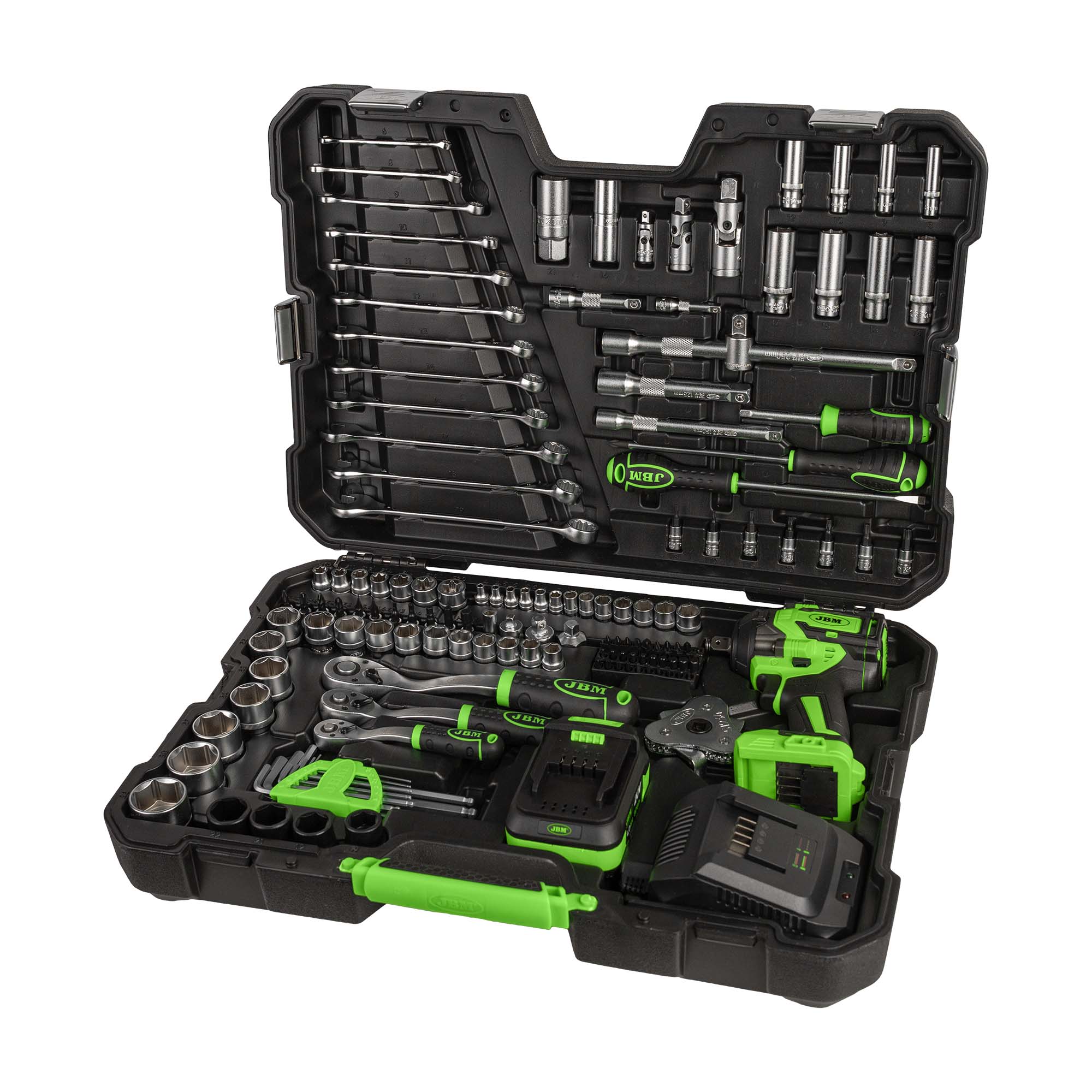 VALIGETTA CON ATTREZZI AVVITATORE AD IMPULSI BRUSHLESS A BATTERIA 800NM 54863 JBM