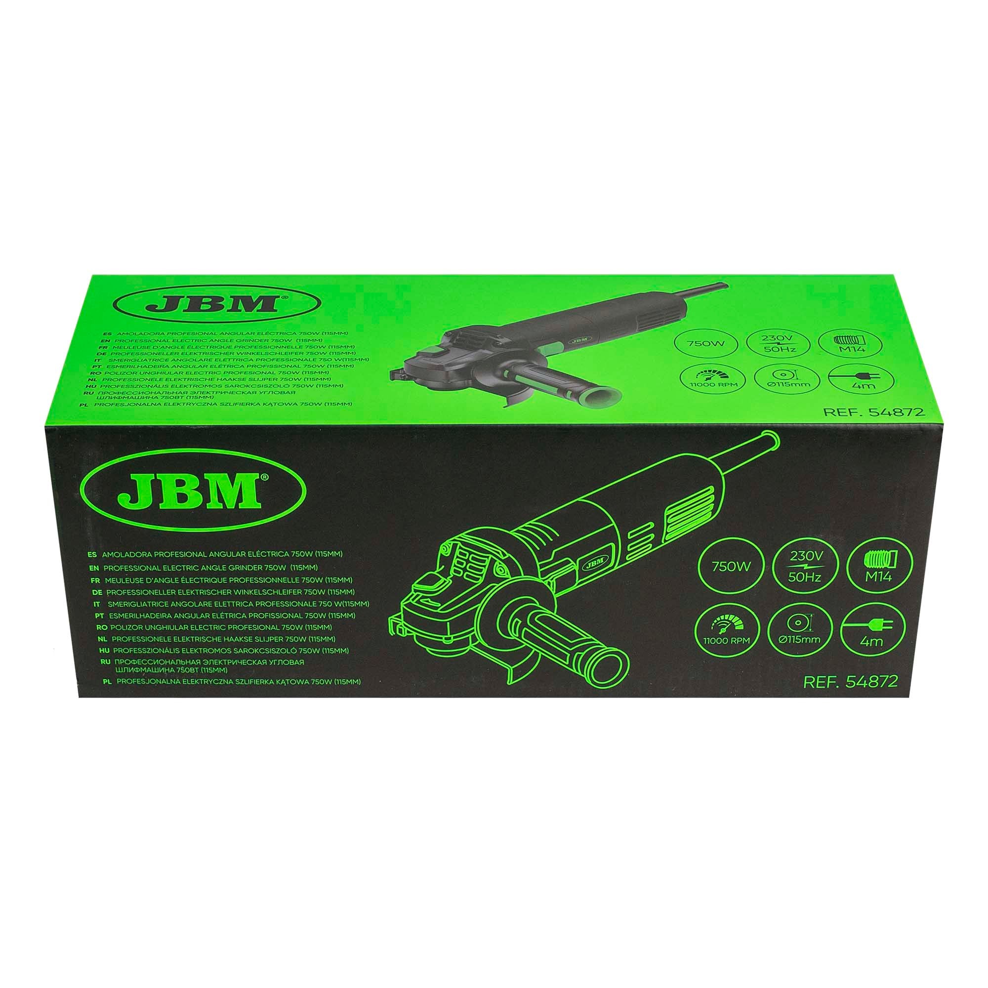 SMERIGLIATRICE ANGOLARE ELETTRICA PROFESSIONALE 750 W(115MM) 54872 JBM