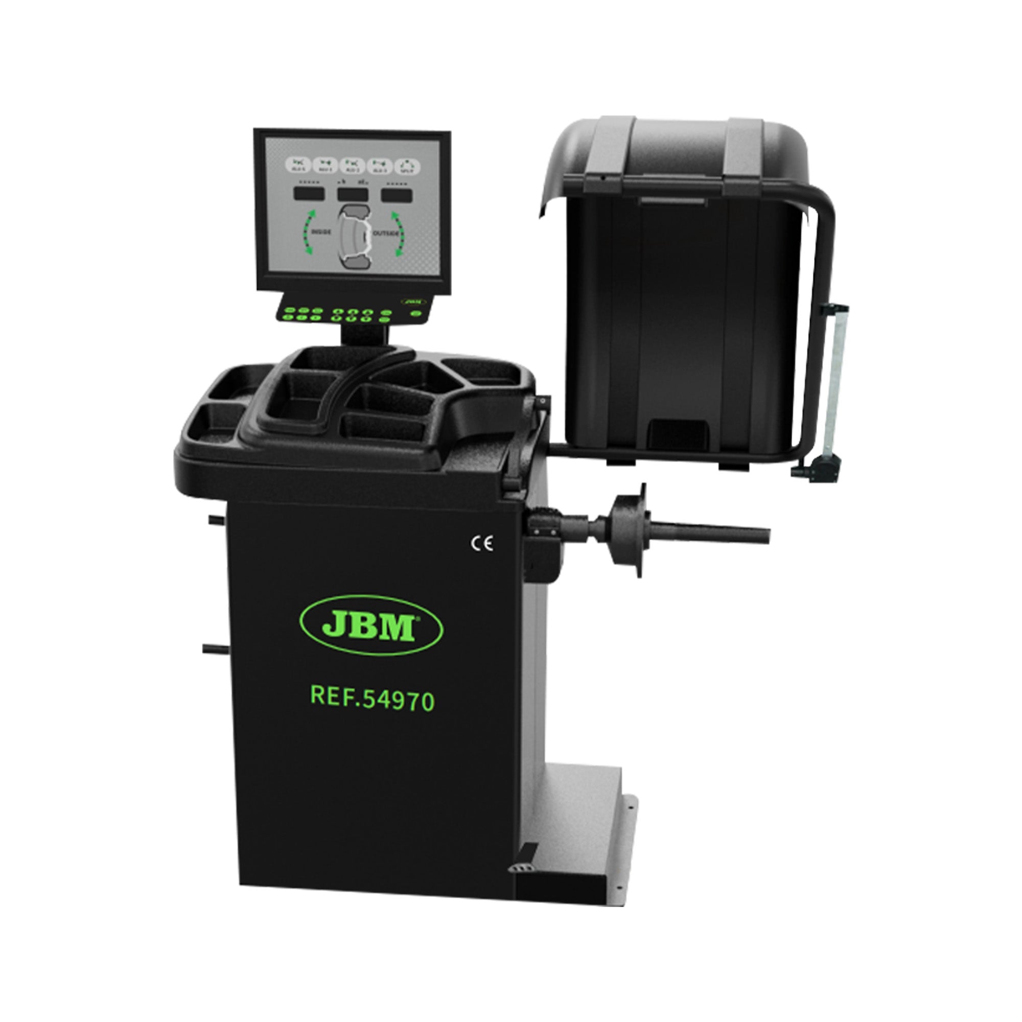 EQUILIBRATRICE RUOTE DIGITALE CON PEDALE FRENO E LASER 54970 JBM