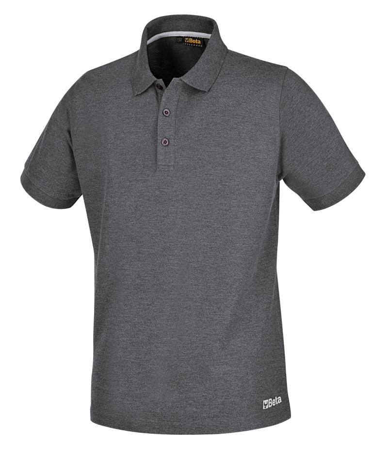 Polo work in cotone piquet 200g, con 3 bottoni, grigio melange Beta 7552G