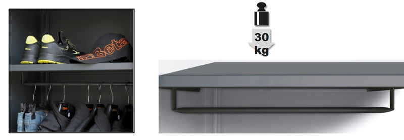 Ripiano interno per armadio C45PRO AS1 con barra appendiabiti Beta C45PRO 2.0 A1/RB600